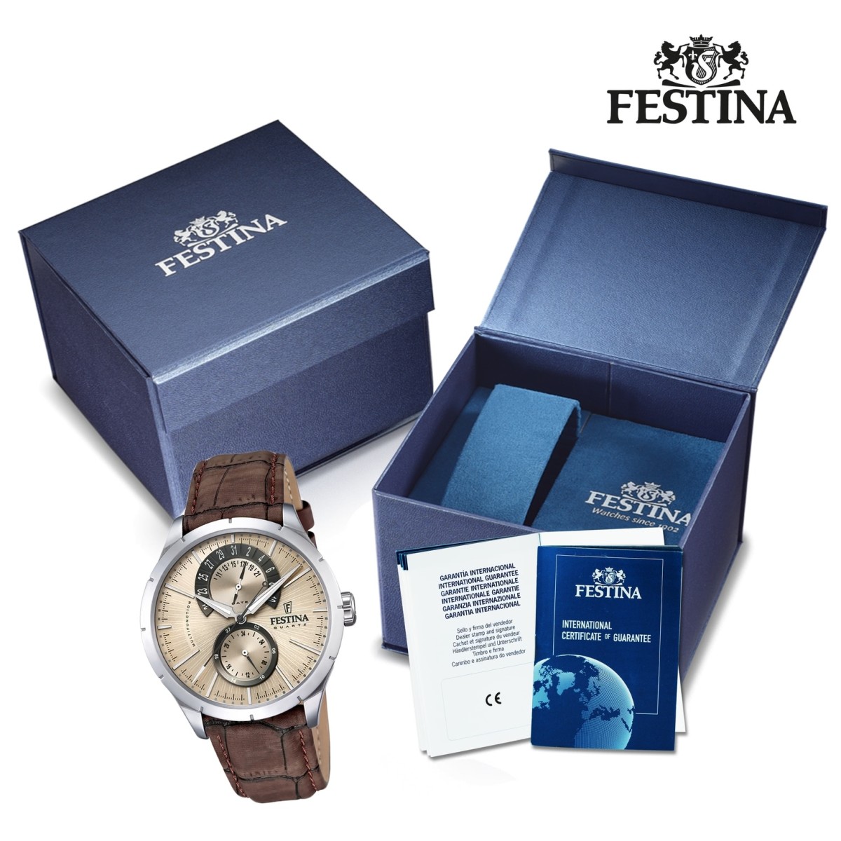 FESTINA Herren-Armbanduhr Retrograde F16573/9 Quarz Leder braun UF16573/9