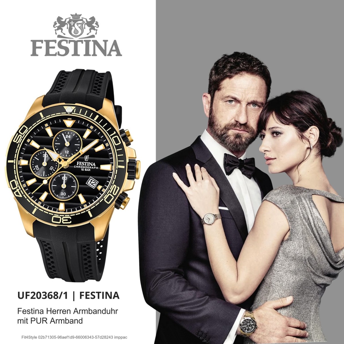Festina Herren Armbanduhr The Originals F20368 1 Quarz PU schwarz UF20368 1