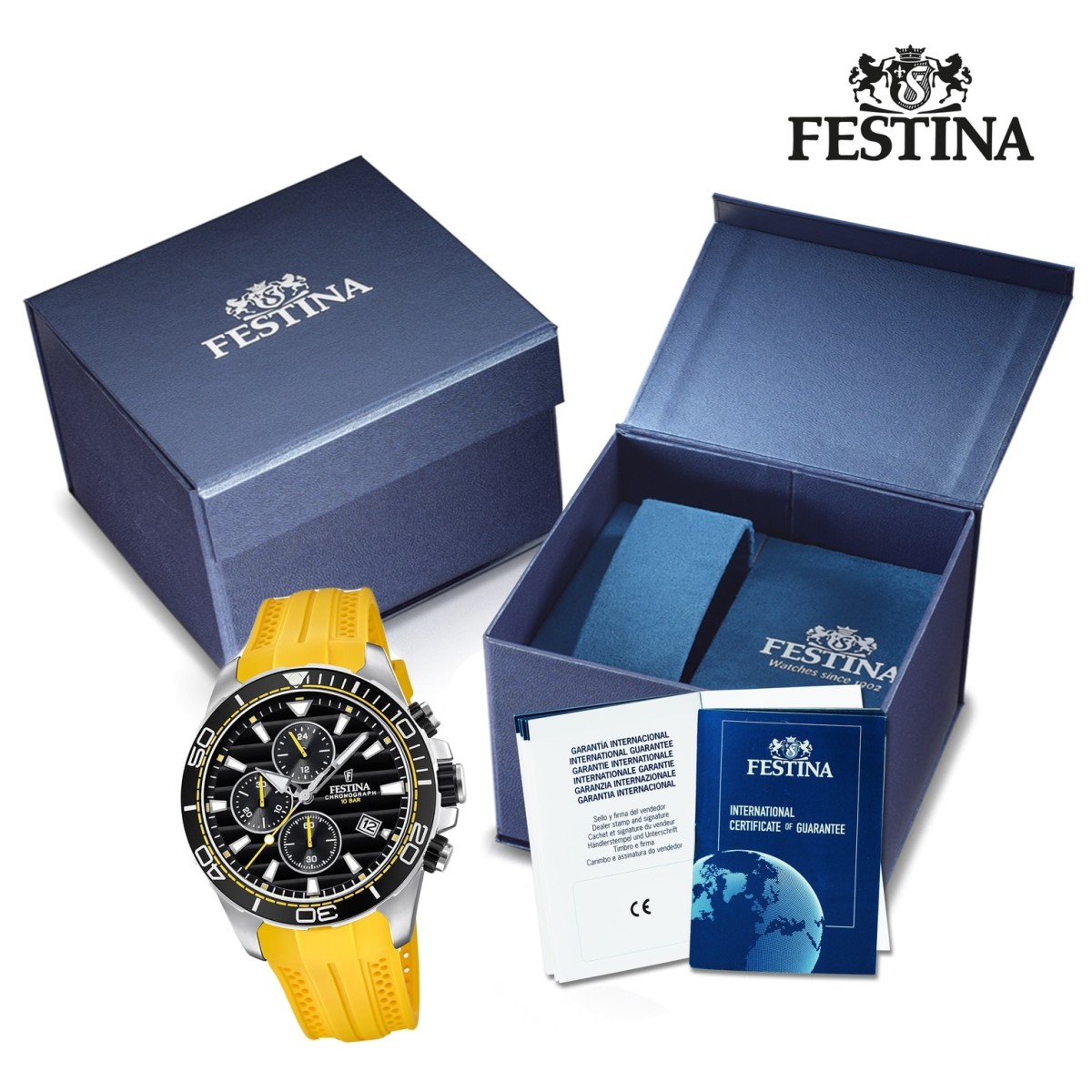 Festina Herren Armbanduhr The Originals F20370/2 Quarz PU gelb 