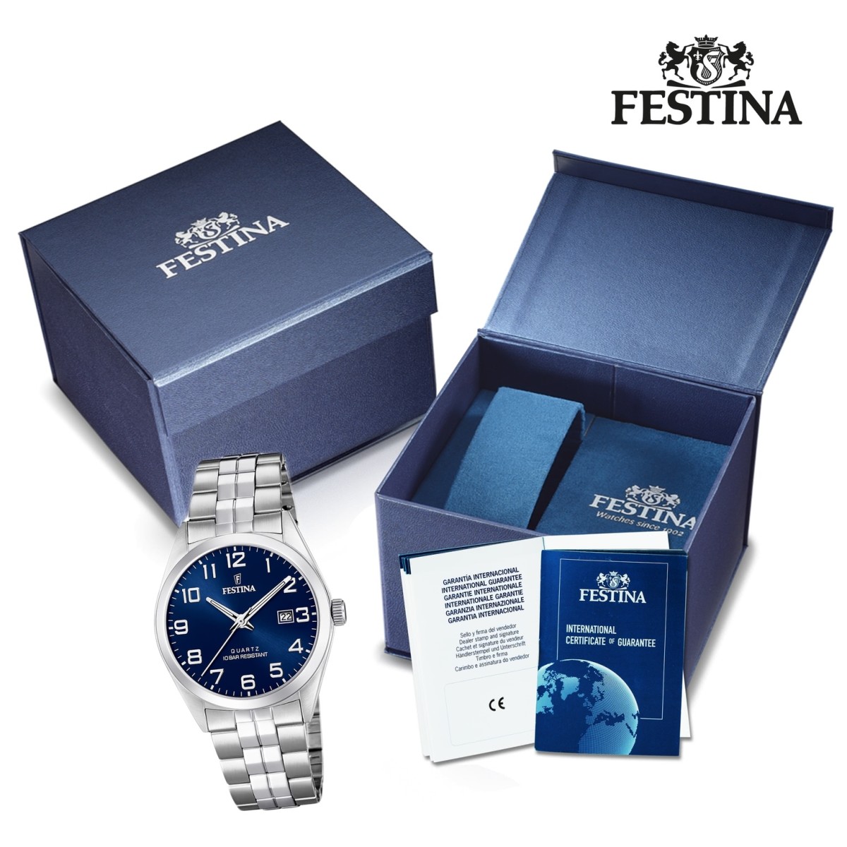 Festina Herren Armbanduhr Klassik F20437/3 silber Edelstahl UF20437/3 Quarz