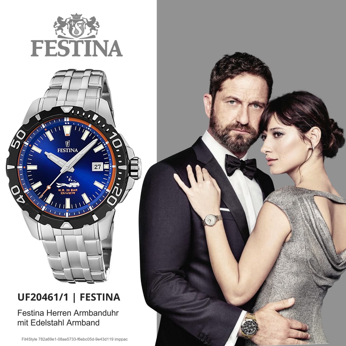 Festina Herren Armbanduhr The Originals F20461 1 Edelstahl silber UF20461 1