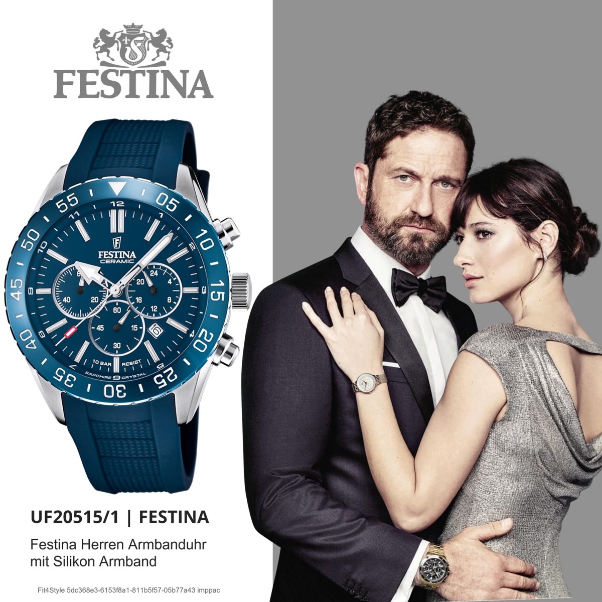 Festina Herren Armbanduhr Keramik F20515/1 Analog Silikon blau UF20515/1