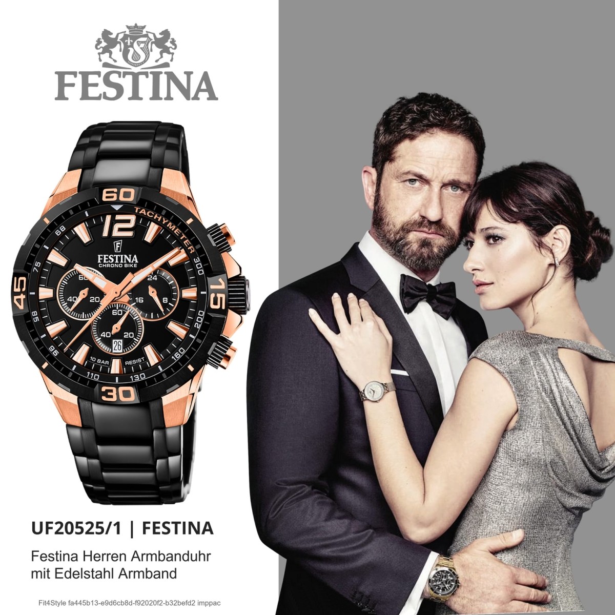 Festina Herren Armbanduhr Chrono Bike F20525 1 Edelstahl schwarz UF20525 1