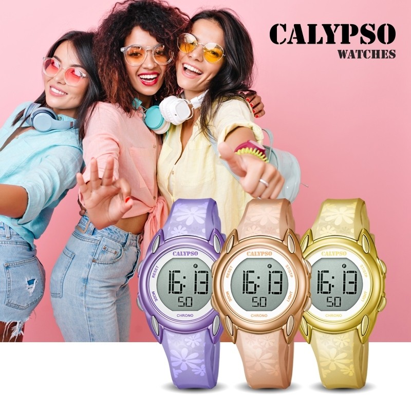 gold UK5735/2 PU Crush Kinder Calypso K5735/2 Armbanduhr Quarz-Uhr Digital