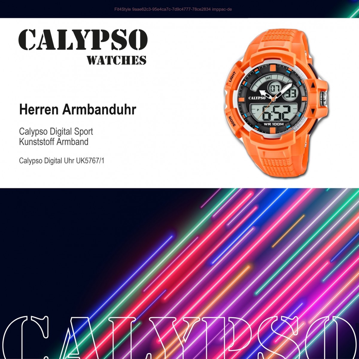 Calypso Herren Armbanduhr Street Style K5767/1 Quarz-Uhr PU orange UK5767/1