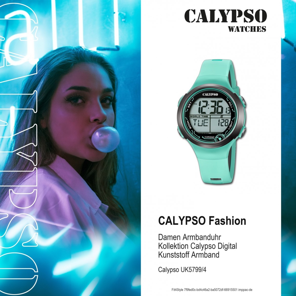 Calypso Damen Herren Armbanduhr K5799/4 Digital Kunststoff türkis UK5799/4