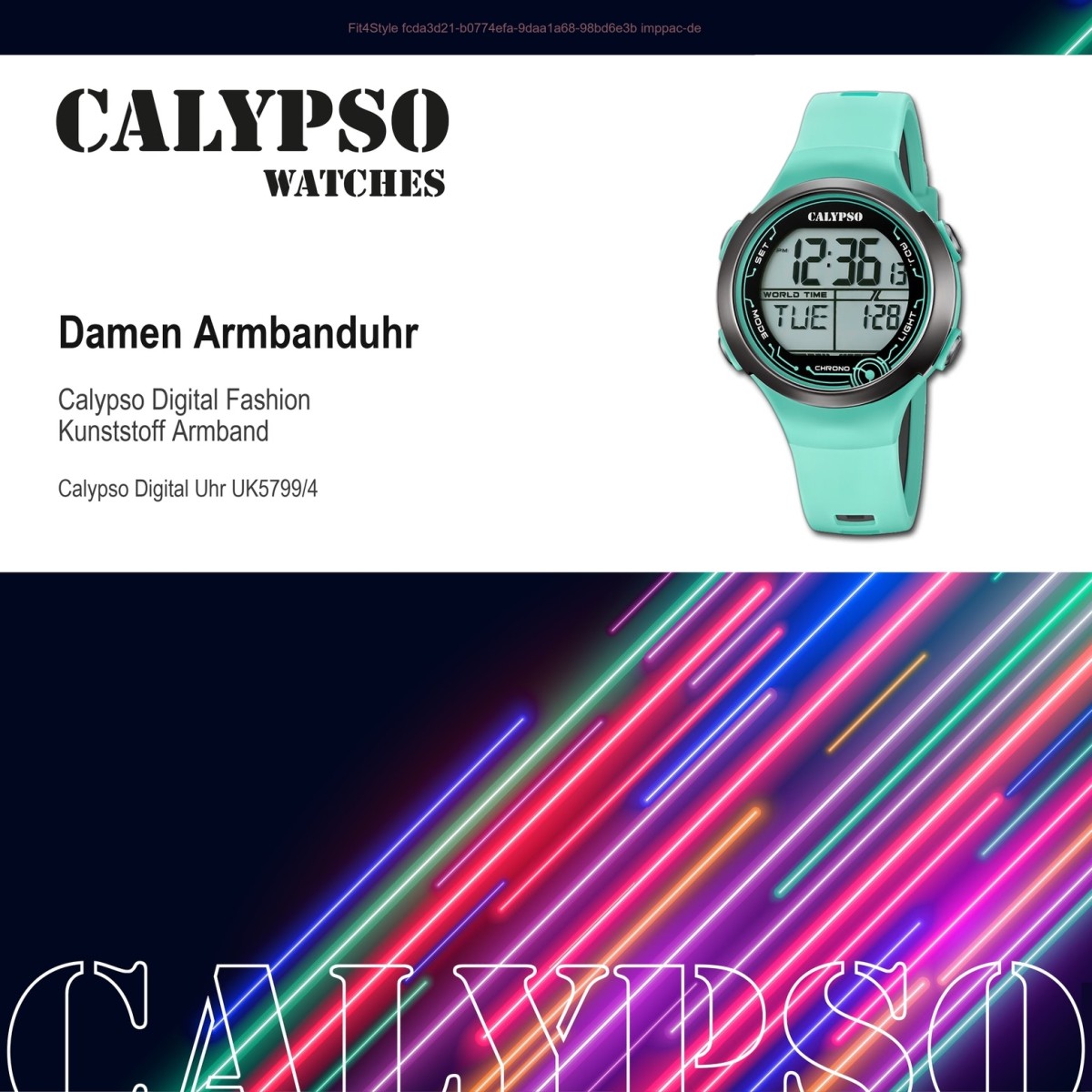 Calypso Damen Herren Armbanduhr K5799/4 Digital Kunststoff türkis UK5799/4