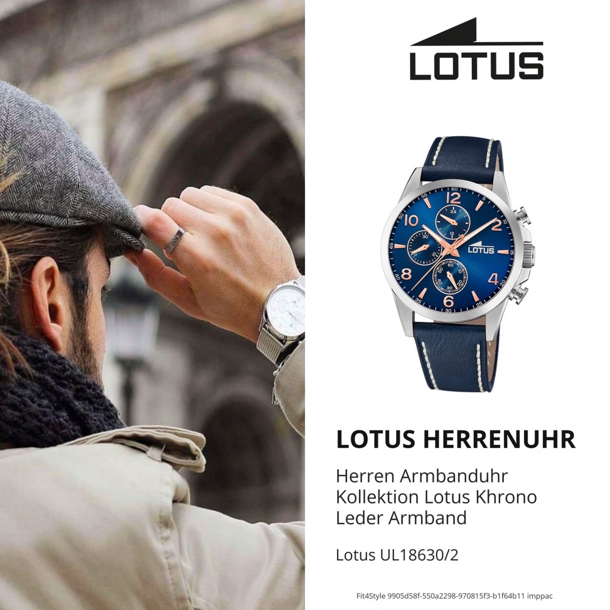 blau Khrono Lotus Armbanduhr UL18630/2 Herrenuhr Leder