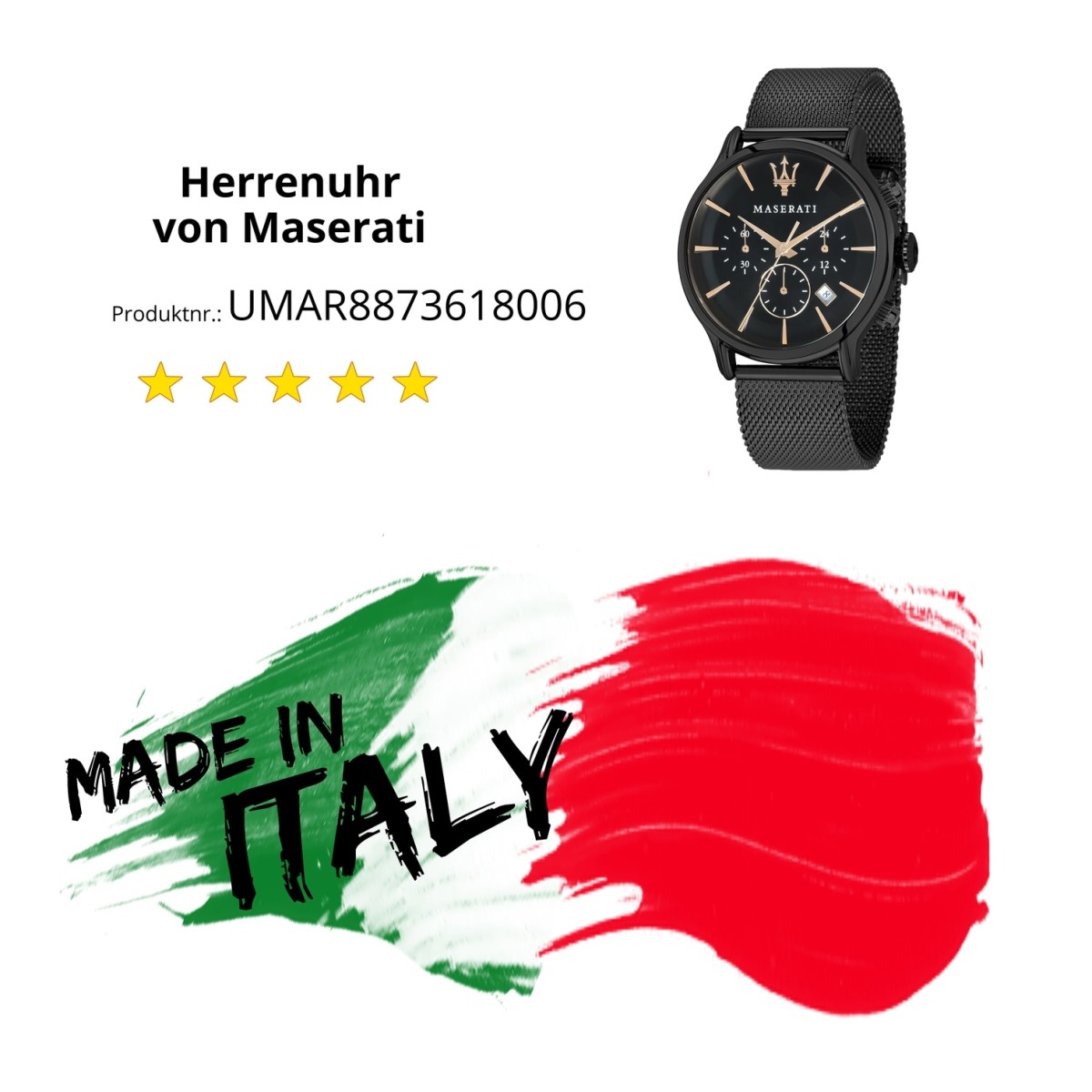Maserati Herren Armbanduhr Epoca Chrono Edelstahl schwarz 