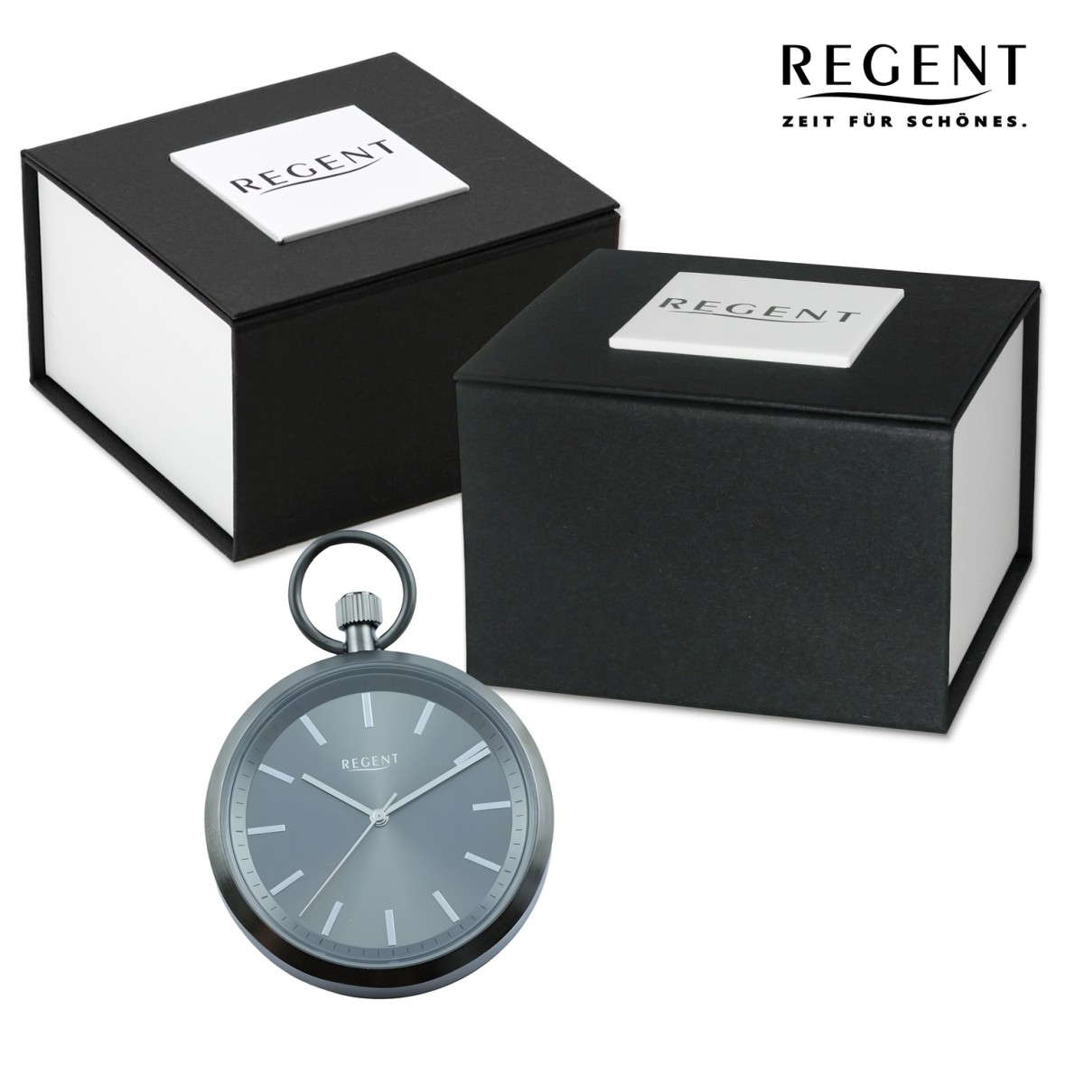 Taschenuhr grau Herren Regent UR1041776 Analog Gehäuse