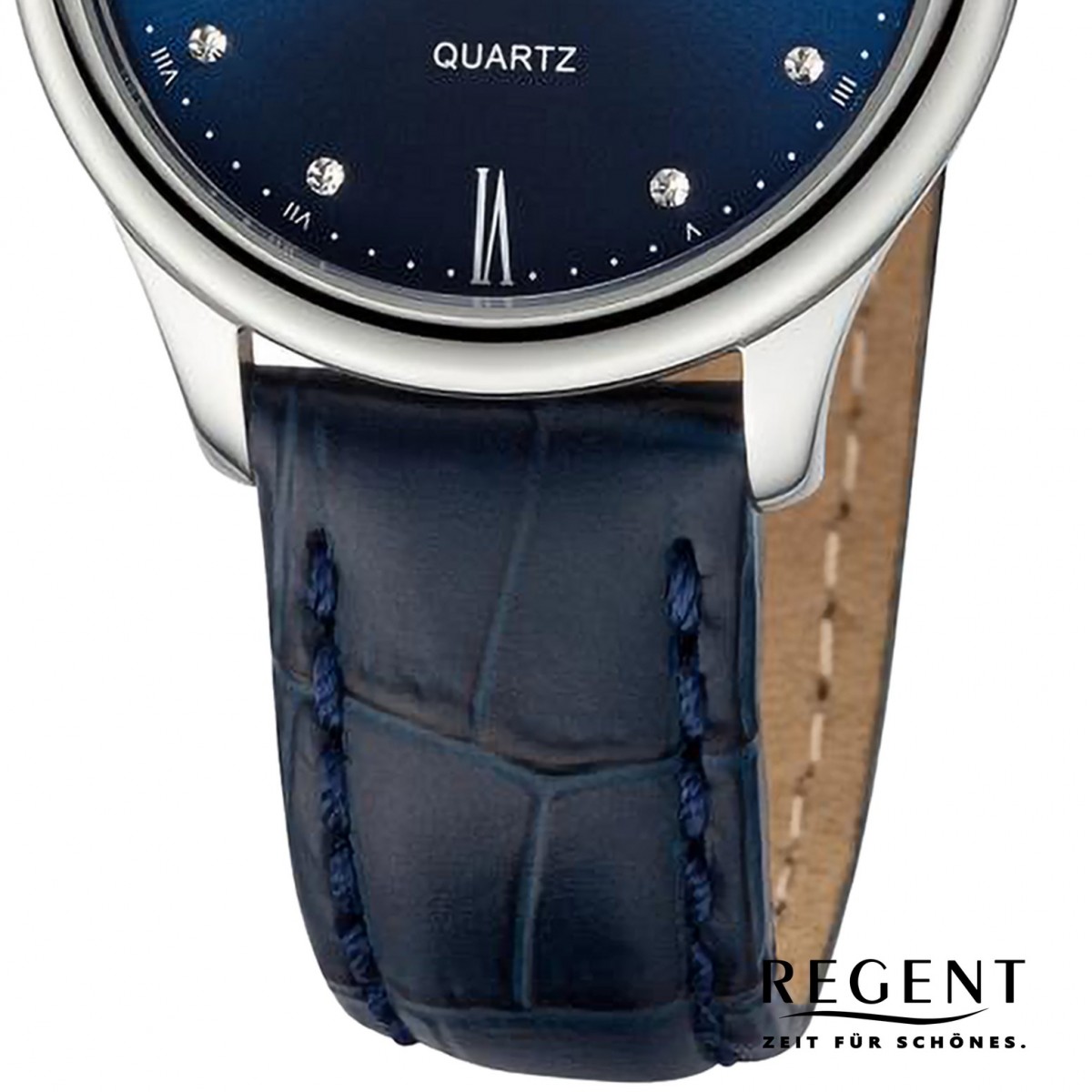 Lederarmband Regent Armbanduhr blau Damen Analog UR2114082