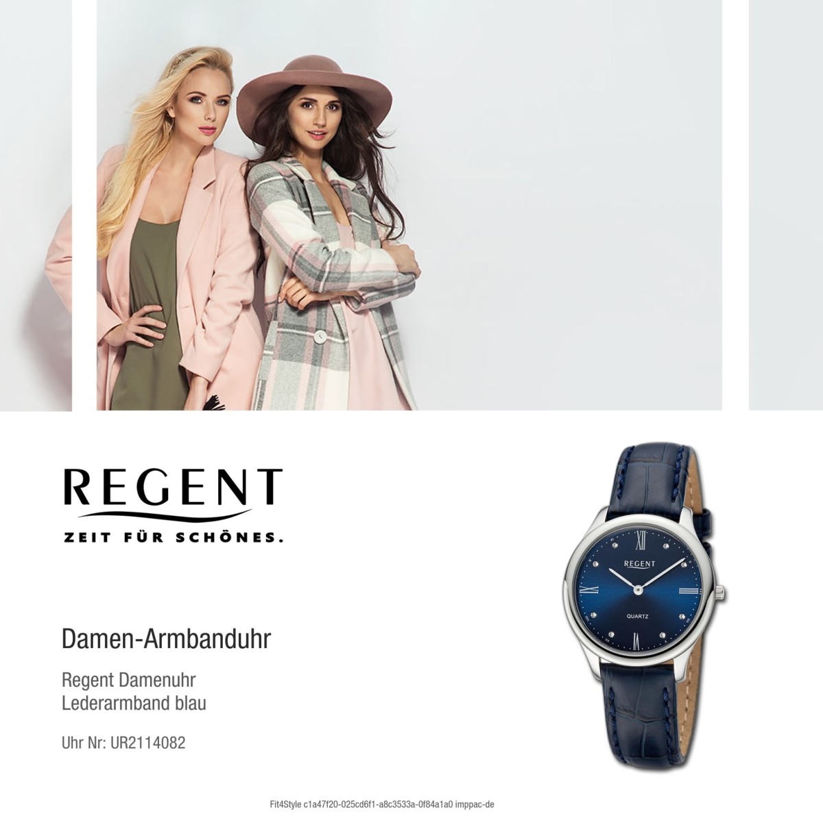 Regent Damen Armbanduhr Analog Lederarmband blau UR2114082