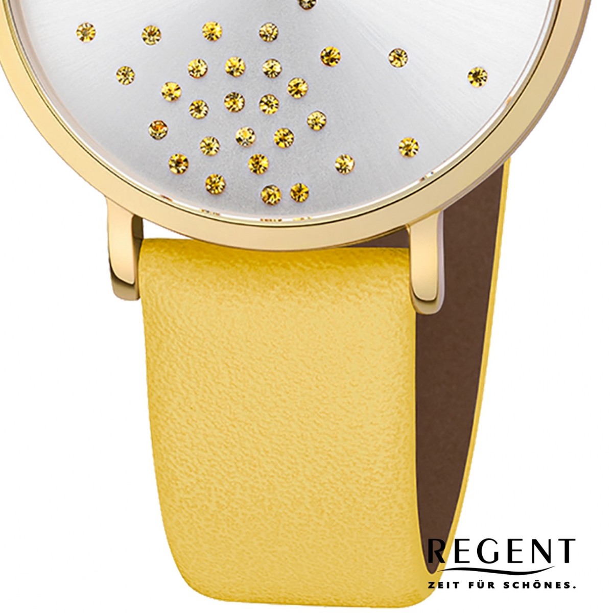 Regent Damen Armbanduhr Analog BA-600 Quarz-Uhr Leder gelb URBA600