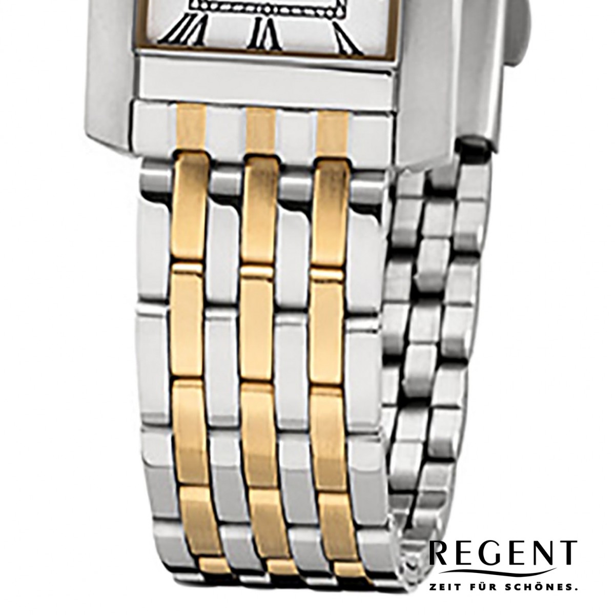 Regent Damen-Armbanduhr 32-F-1052 URF105 silber Quarz-Uhr URF1052 Edelstahl-Armband gold