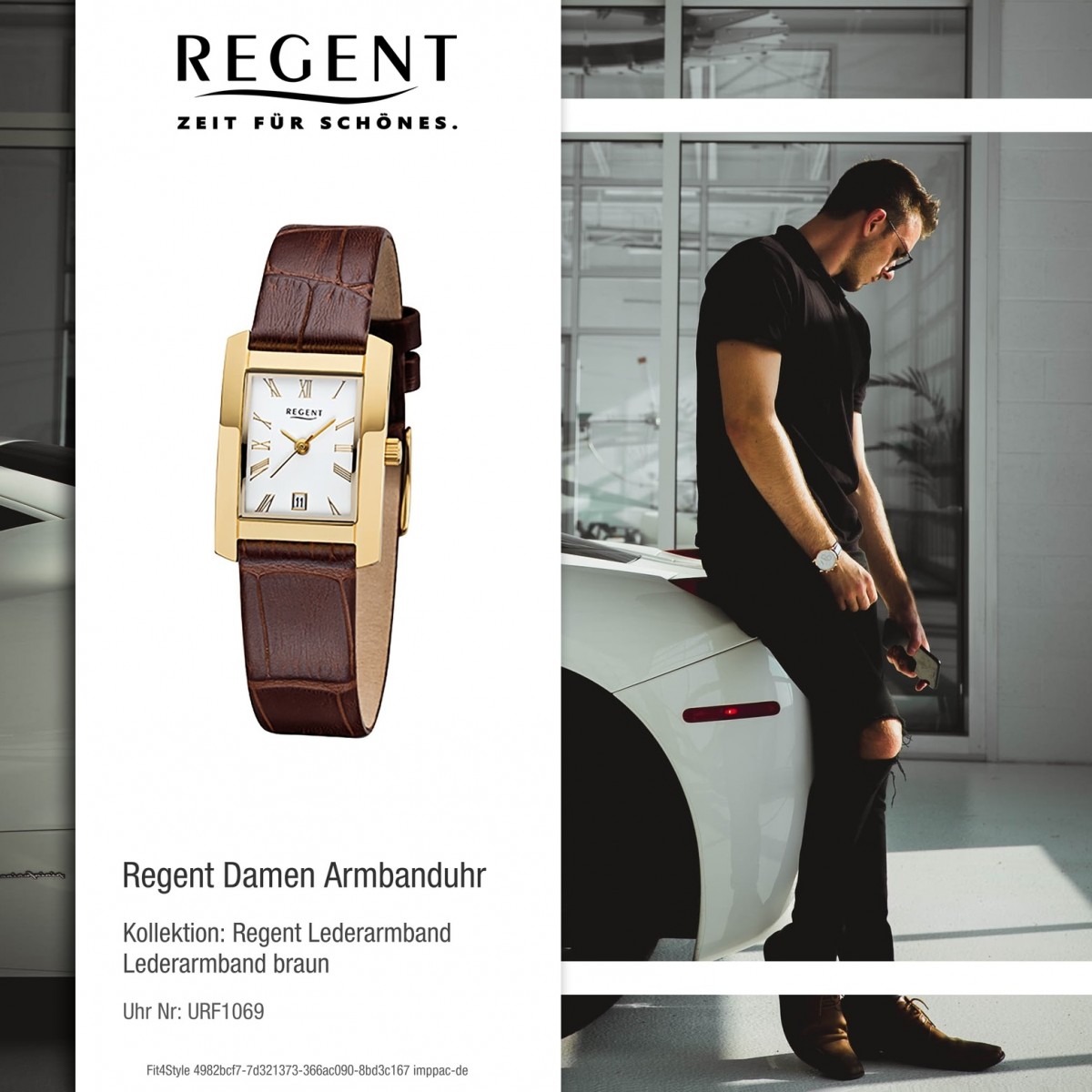 Regent Damen-Armbanduhr 32-F-1069 Quarz-Uhr Leder-Armband braun URF1069