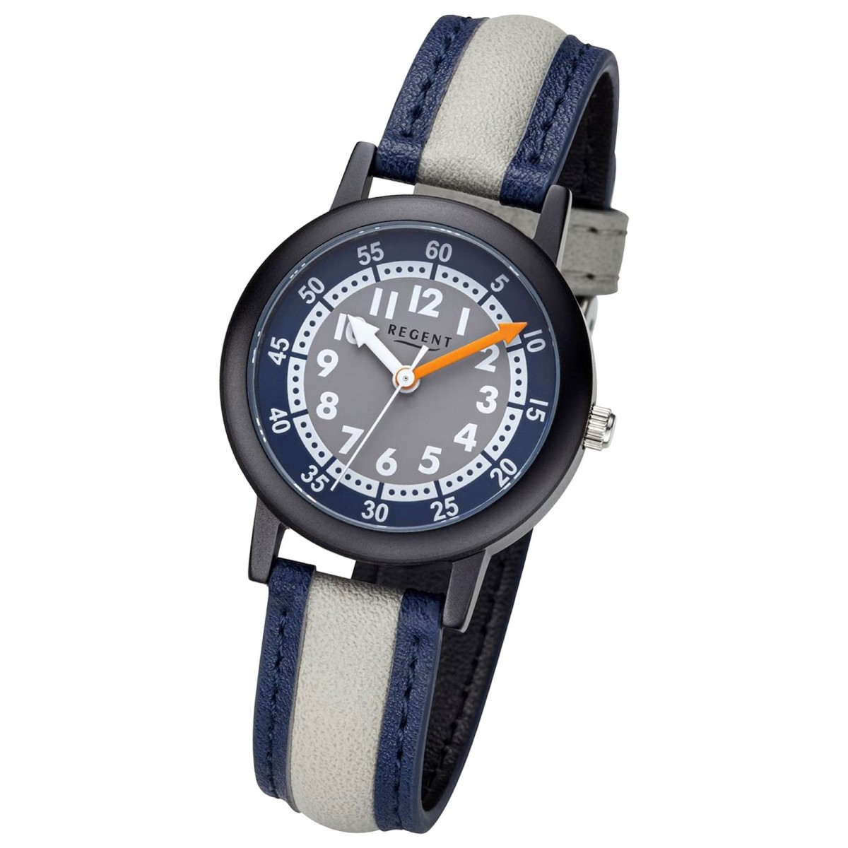 Regent Kinderuhr Armbanduhr Analog PURarmband dunkelblau. Grau URF1474 | Quarzuhren
