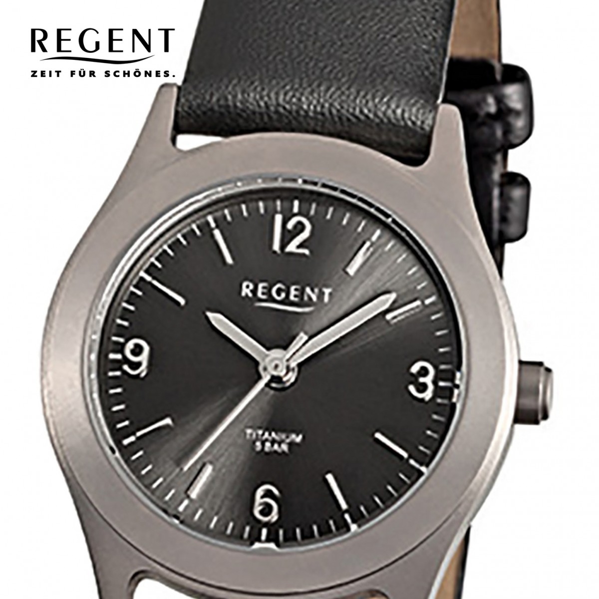 Titan-Uhr Titan schwarz Regent URF872 Quarzwerk Leder Damen-Armbanduhr