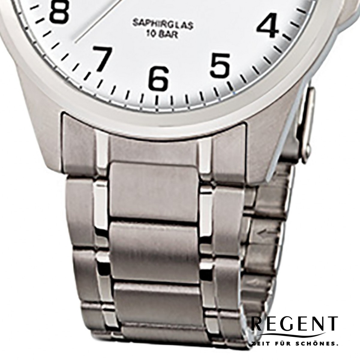 Regent URF925 Herren-Armbanduhr silber F-925 Titan-Armband Quarz-Uhr