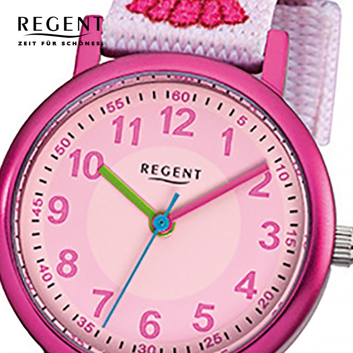 URF949 Regent Prinzessin Textil Quarz Mineralglas Kinder-Armbanduhr rosa