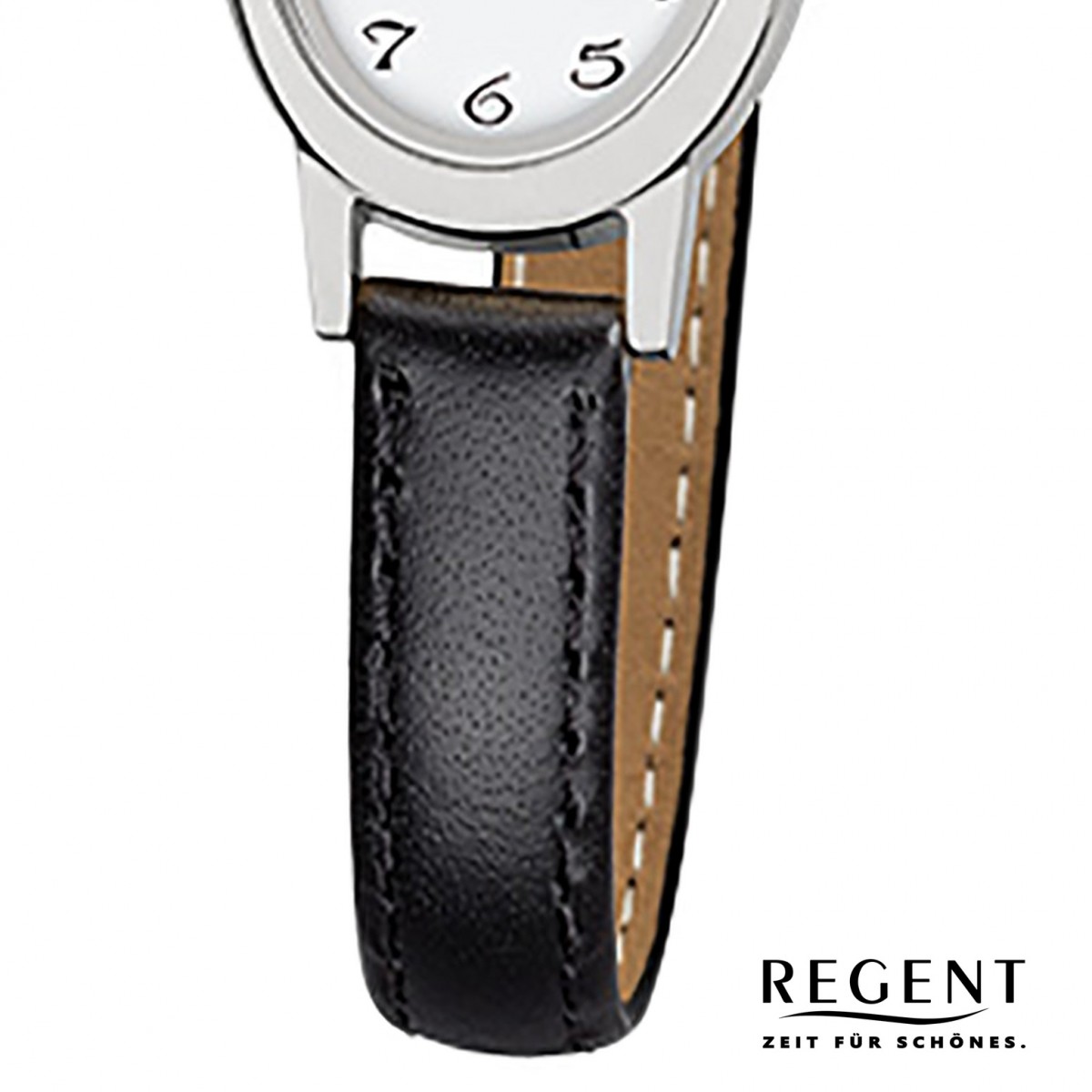 Regent Damen-Armbanduhr F-976 Quarz-Uhr Mini Leder-Armband schwarz URF976