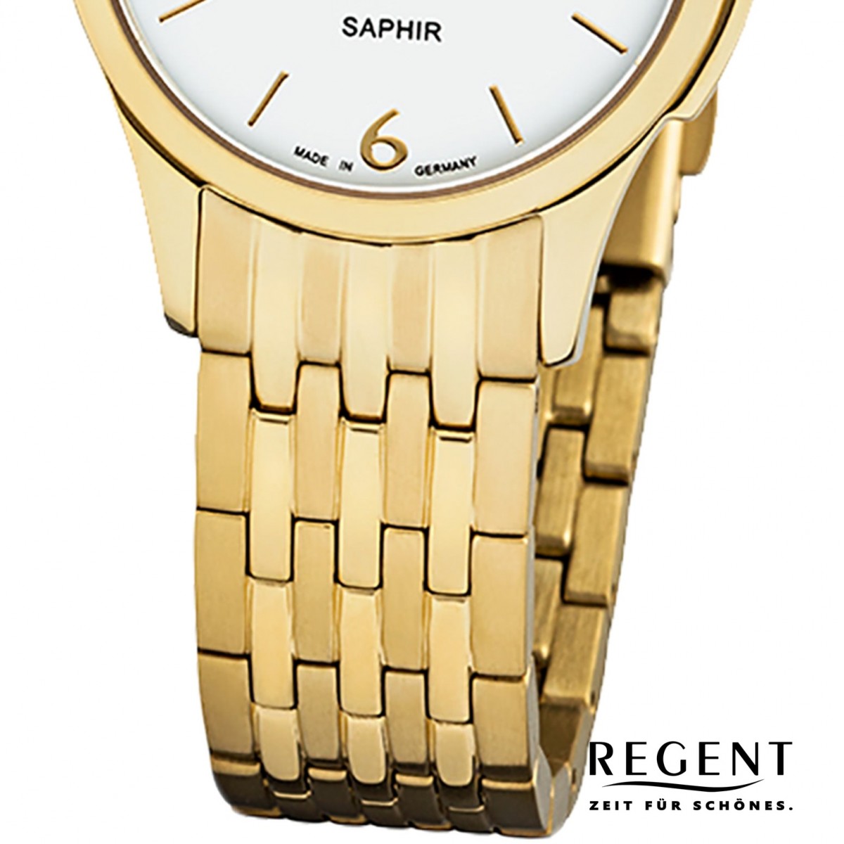 Regent Damen Armbanduhr Analog GM-1619 Quarz-Uhr Metall gold URGM1619