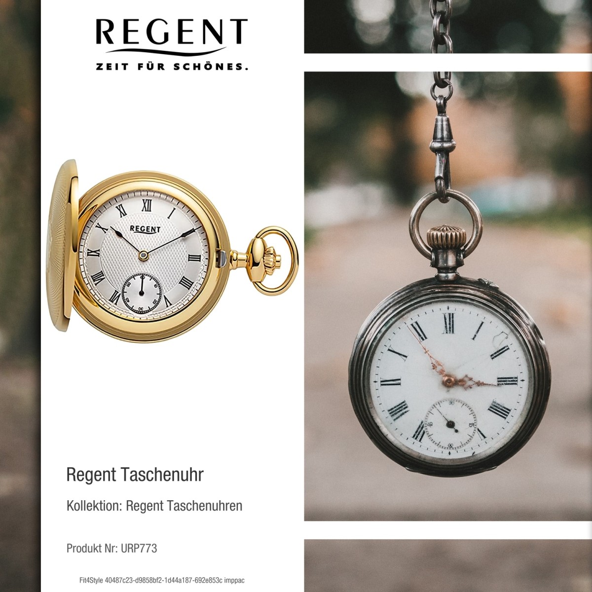 Regent Herren Taschenuhr Analog Gehäuse gold URP773