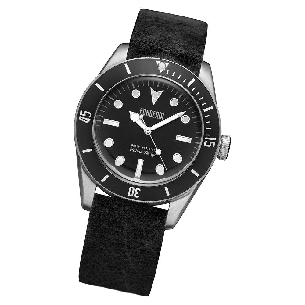 Fonderia Herren-Armbanduhr P-6A002UNN Quarz Leder-Armband schwarz UAP6A002UNN