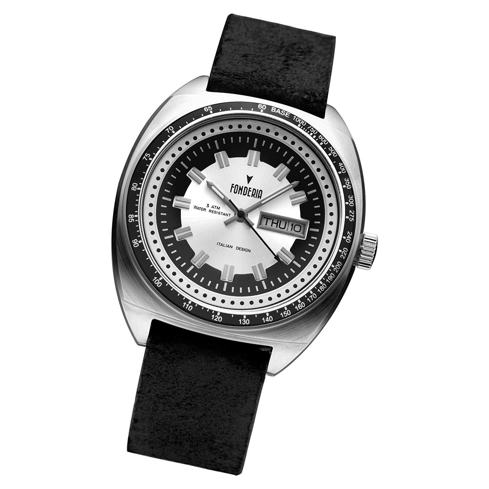 Fonderia Herren-Armbanduhr P-6A004US1 Quarz Leder-Armband schwarz UAP6A004US1