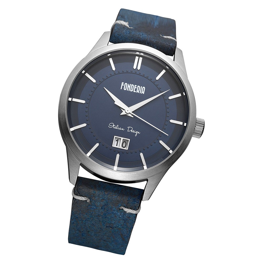 Fonderia Herren-Armbanduhr P-6A010UB1 Quarz Leder-Armband blau UAP6A010UB1