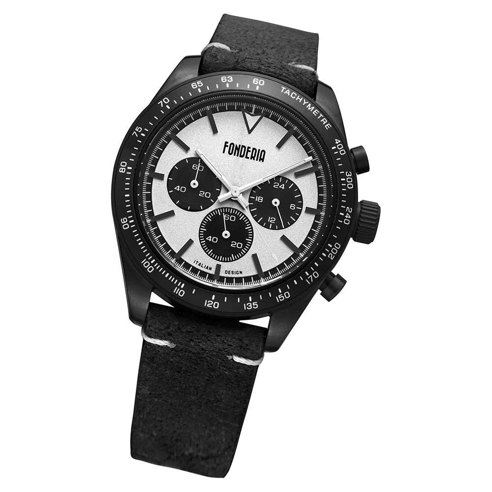 Fonderia Herren-Armbanduhr P-9N011USN Quarz Leder-Armband schwarz UAP9N011USN