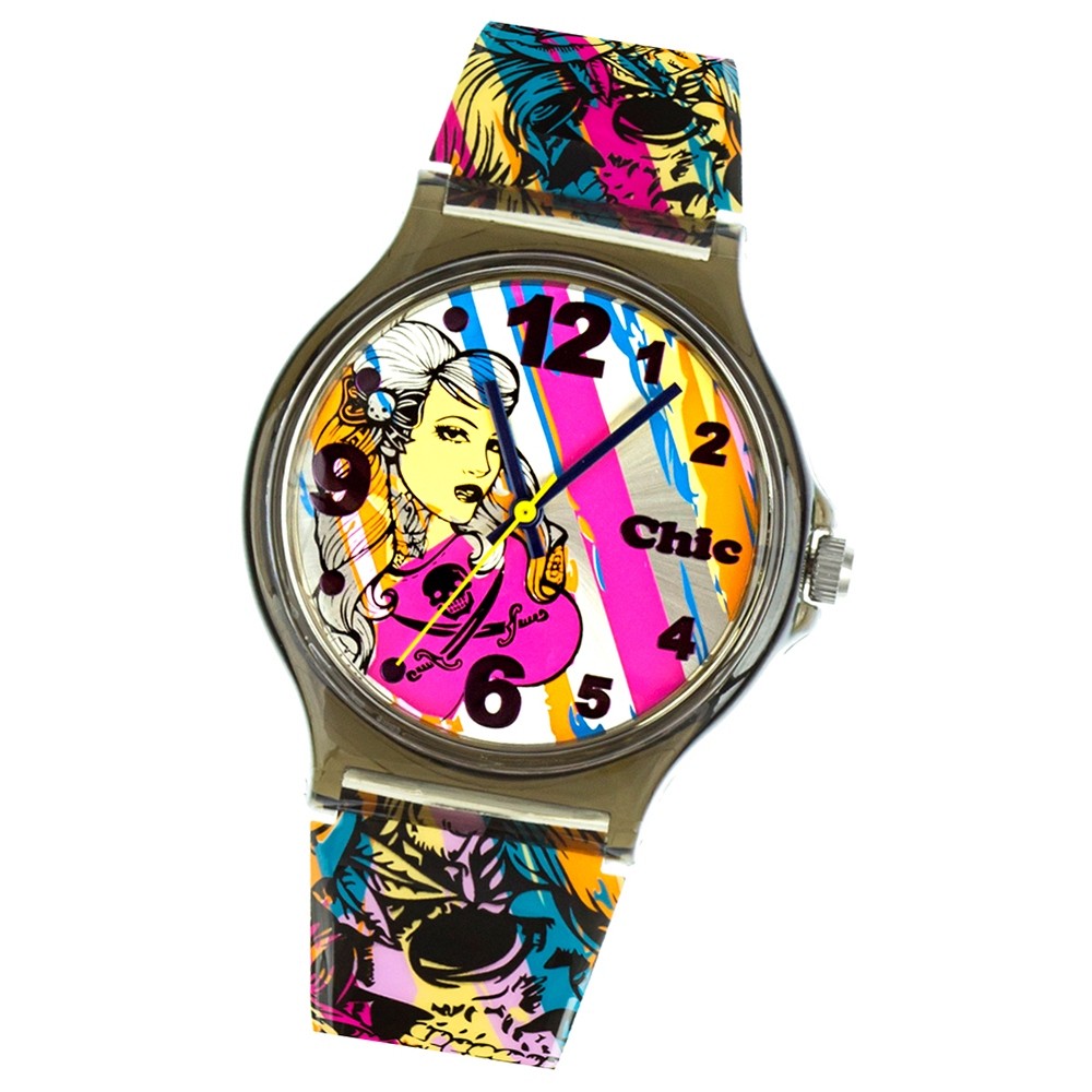 Chic-Watches Damenuhr Rockabilly Punk Armbanduhr Chic Lady-Uhren UC009