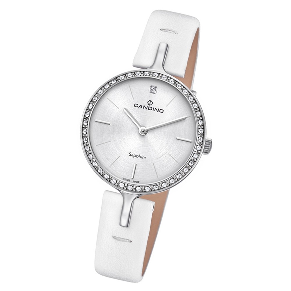 Candino Damen Armband-Uhr Lady Elegance C4651/1 Quarzuhr Leder weiß UC4651/1
