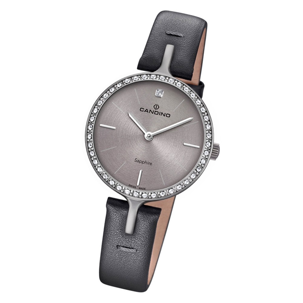 Candino Damen Armband-Uhr Lady Elegance C4652/1 Quarzuhr Leder grau UC4652/1
