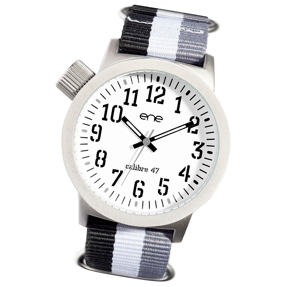 Ene Watch Modell 109 Nato weiß/grau-strap, 47mm, Nylon-Armband UE71923