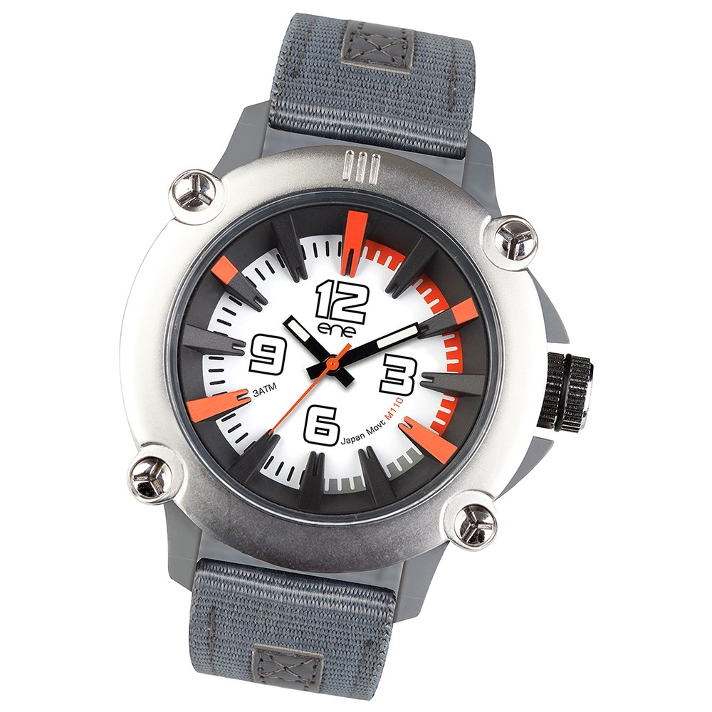 Ene Watch Modell 110 steel/orange, 51mm, Nylon-Armband UE72401