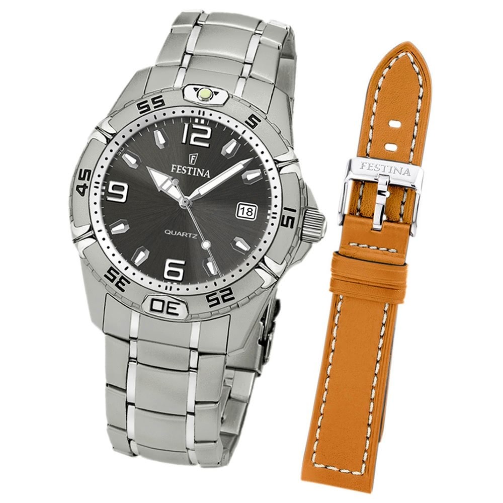 FESTINA Herren-Armbanduhr analog Edelstahl Set-Uhr mit Wechselarmband UF16170/3