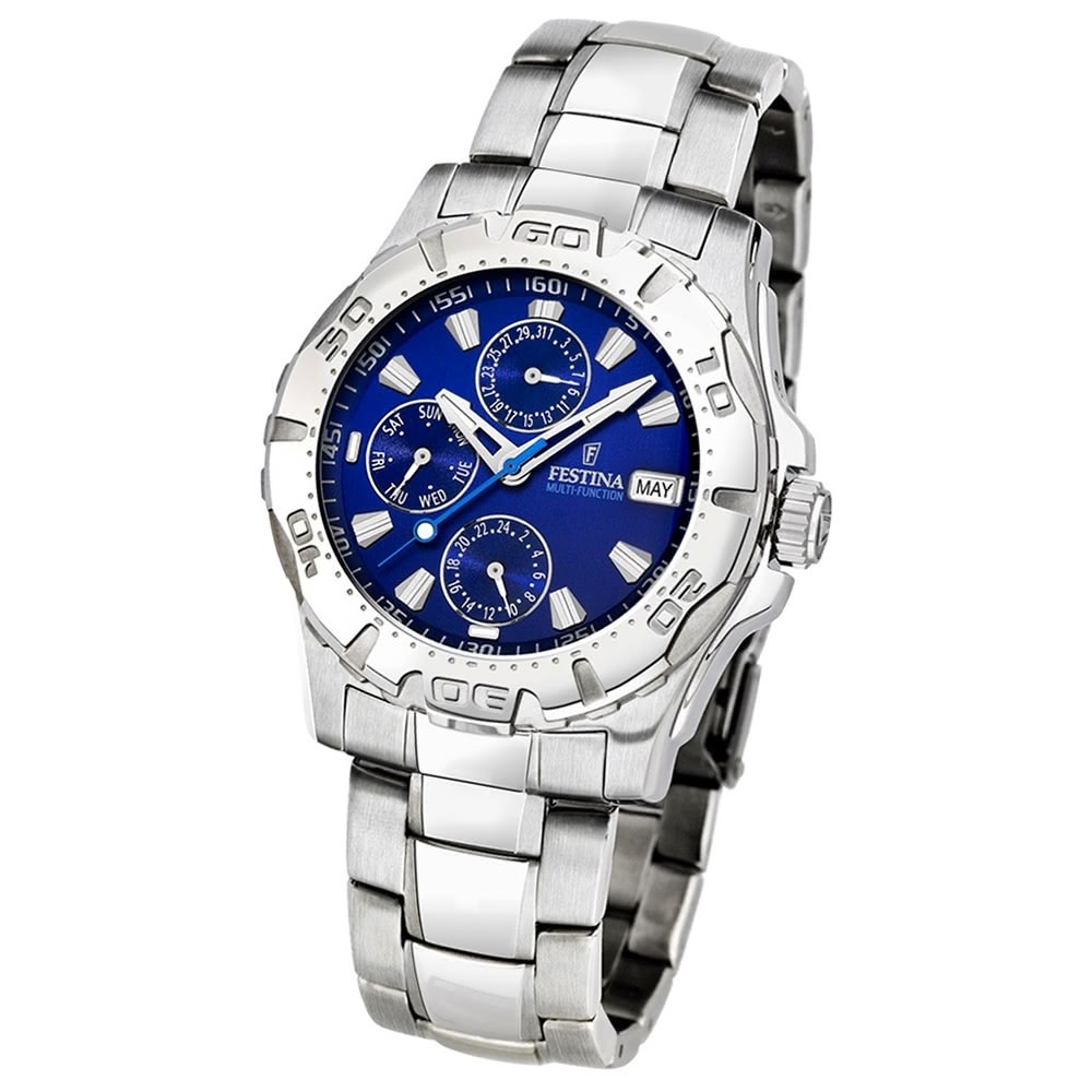 FESTINA Herrenuhr Multifunktionsuhr Quarz Klassik blau Sport Uhr UF16242/A