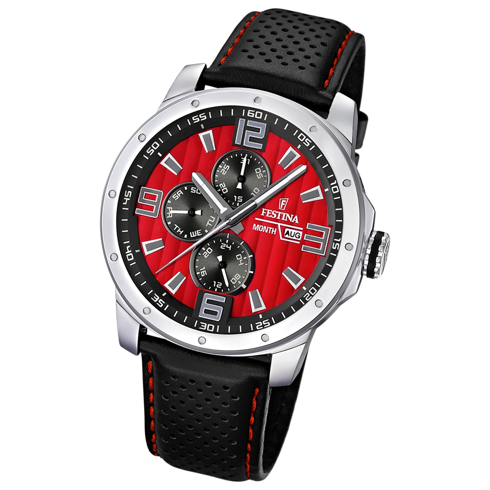 FESTINA Herrenuhr Multifunktion Sport Uhren rot-schwarz UF16585/7