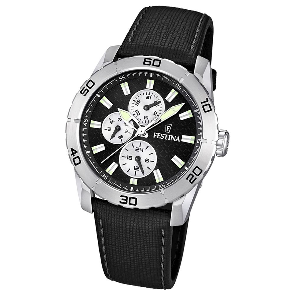 FESTINA Herren-Armbanduhr analog Quarz Leder Sport Uhr UF16607/3