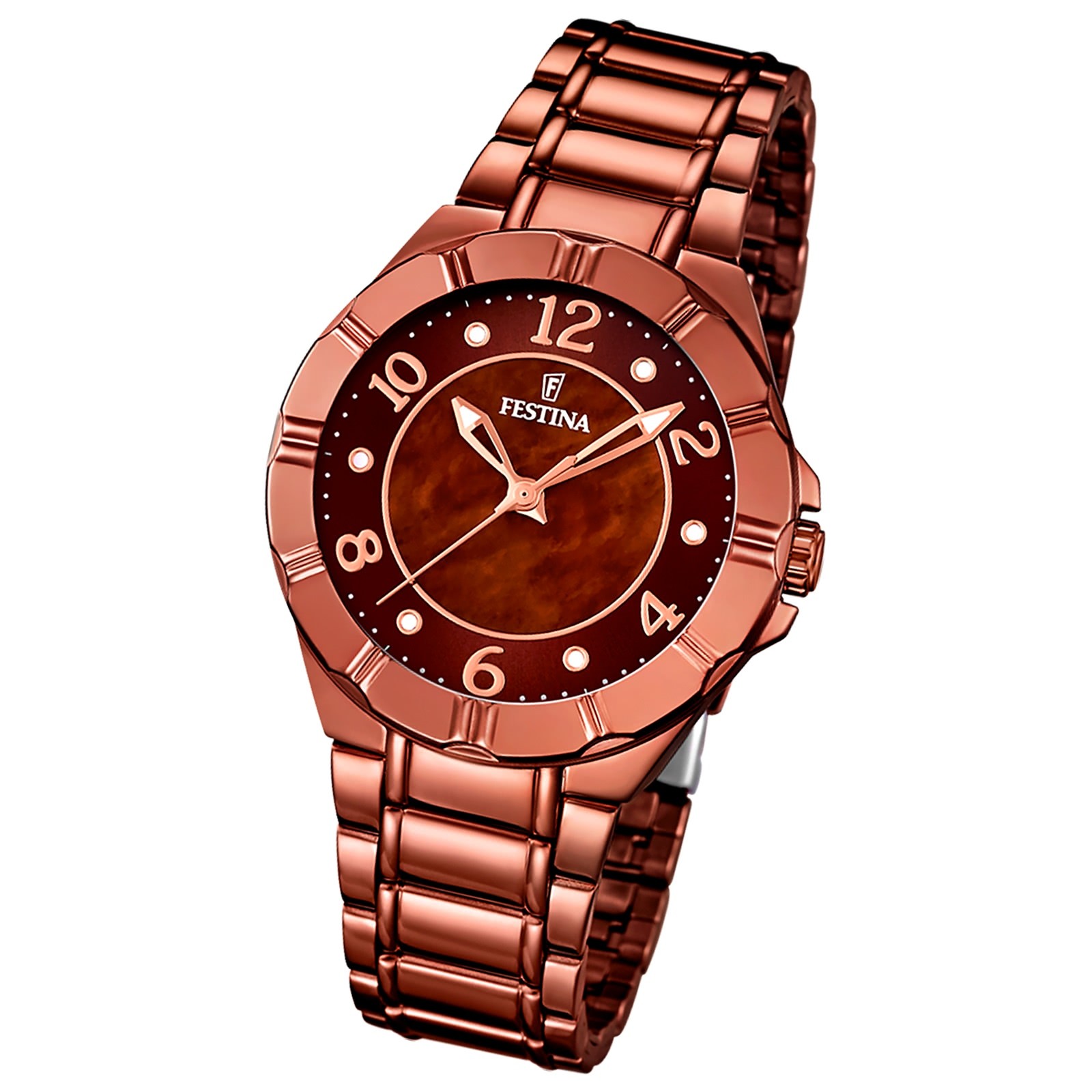 FESTINA Damenuhr Mademoiselle Quarz braun Edelstahlband bronze UF16729/1