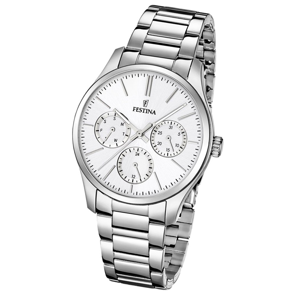 FESTINA Damen-Armbanduhr Boyfriend Analog Quarz Edelstahl silber UF16813/1