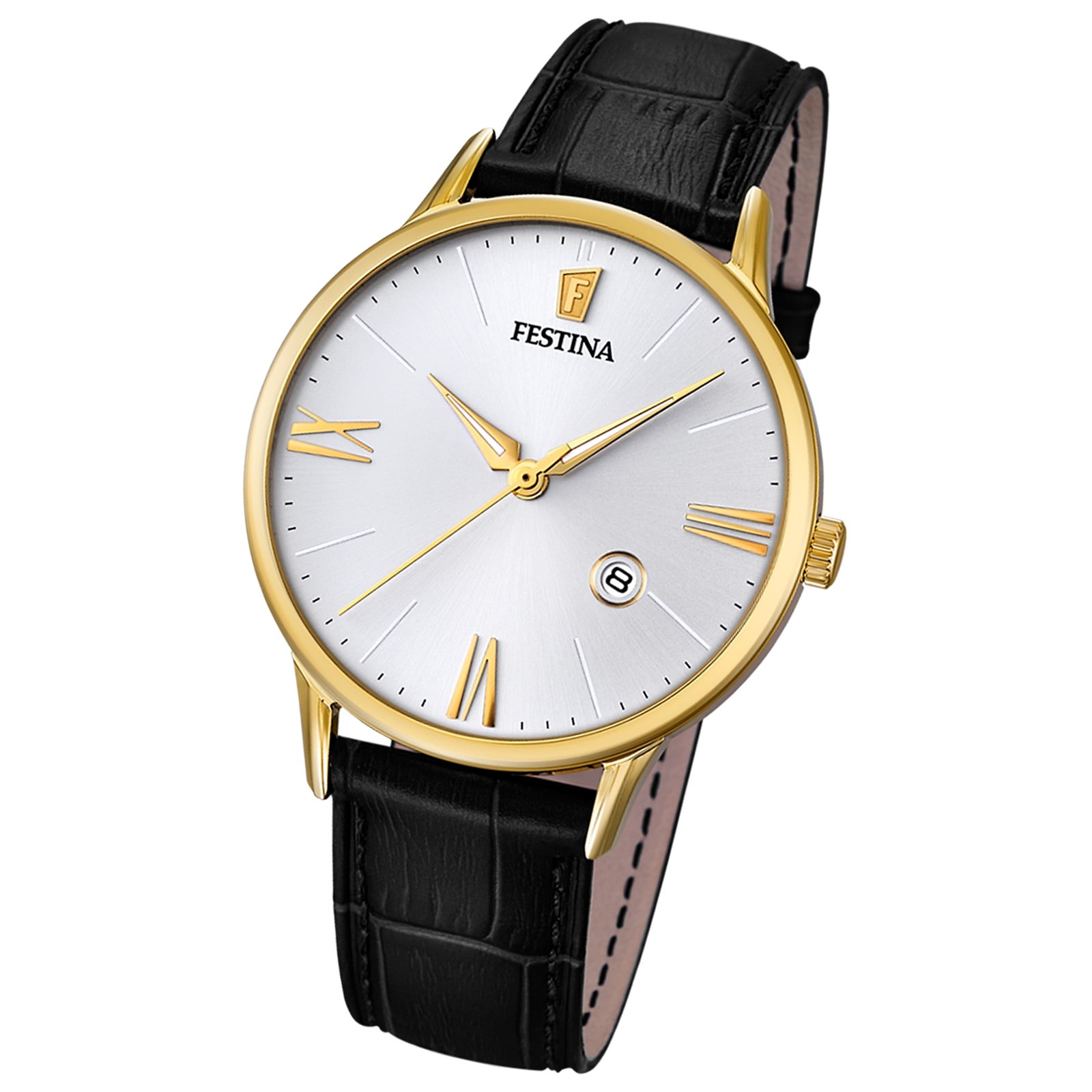 FESTINA Herren-Armbanduhr Lederband klassisch Analog Quarz schwarz UF16825/1