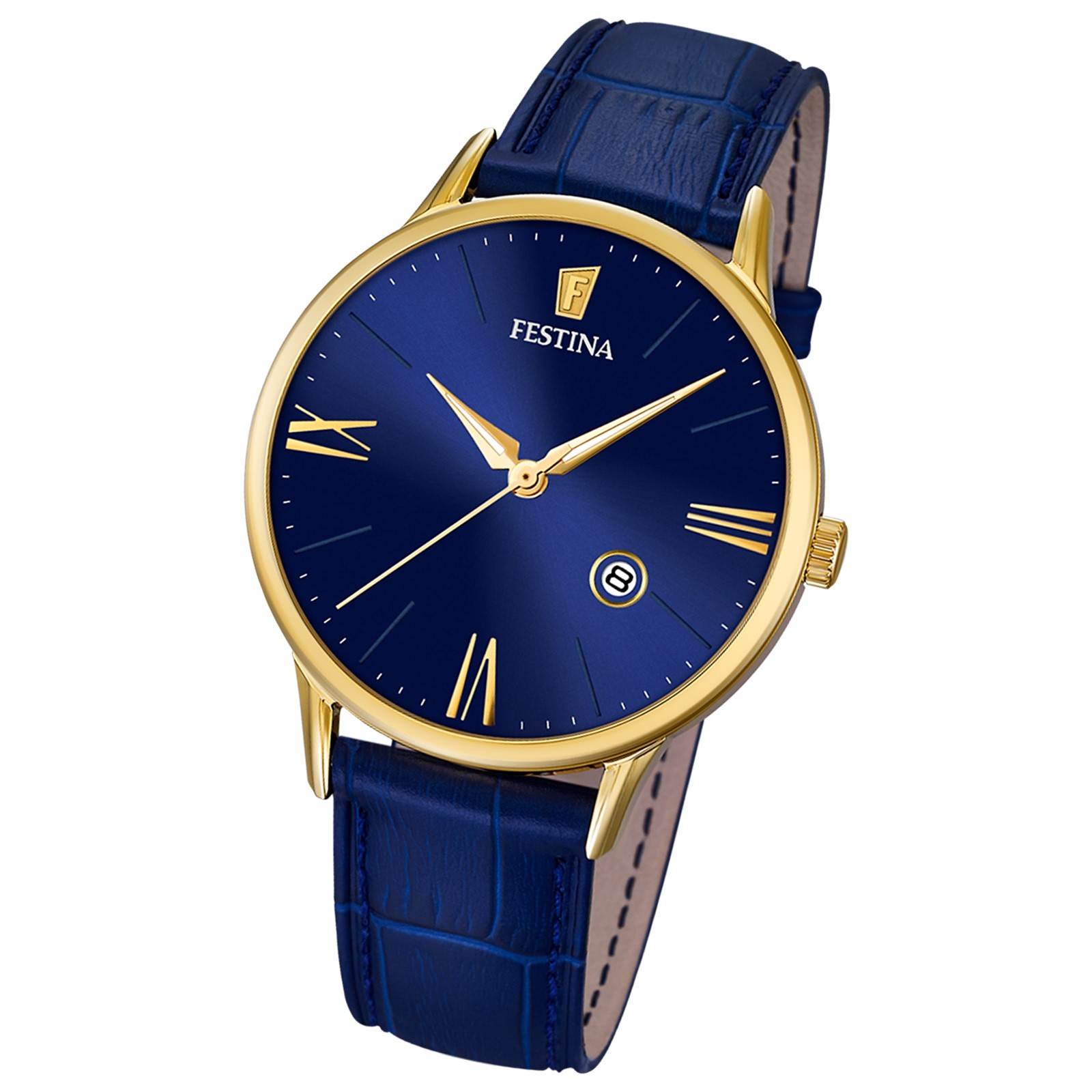 FESTINA Herren-Armbanduhr Lederband klassisch Analog Quarz blau UF16825/3