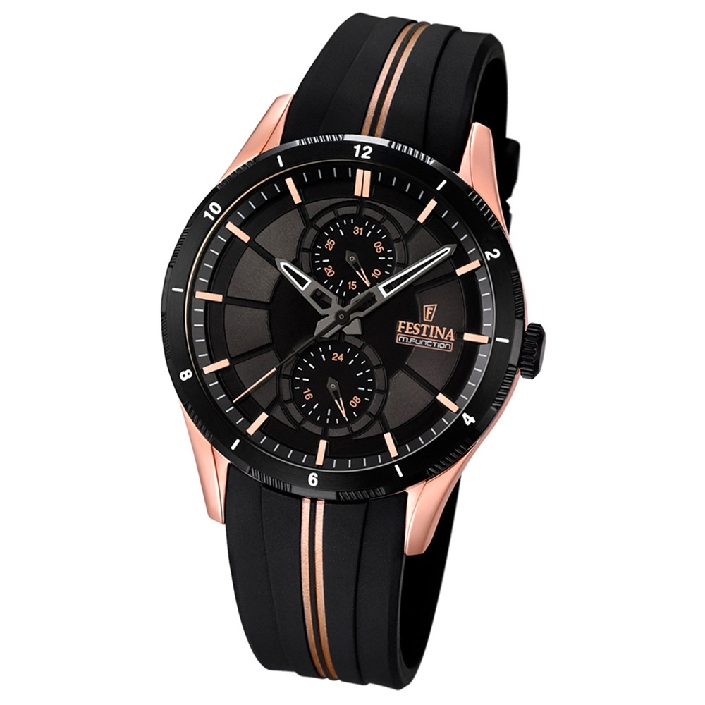 FESTINA Herren-Armbanduhr Sport Analog Quarz PU schwarz, kupfer UF16842/1