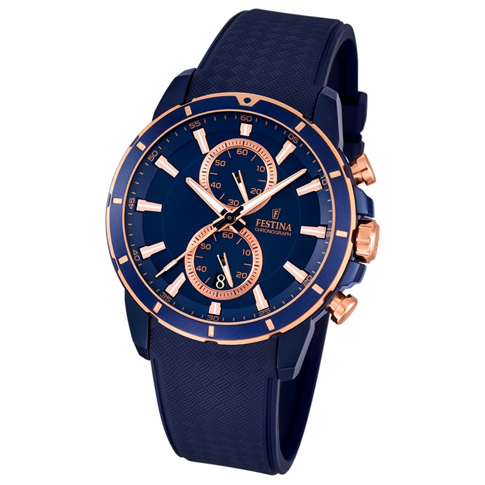 FESTINA Herren-Armbanduhr Chronograph Sport Chronograph Quarz PU blau UF16851/1