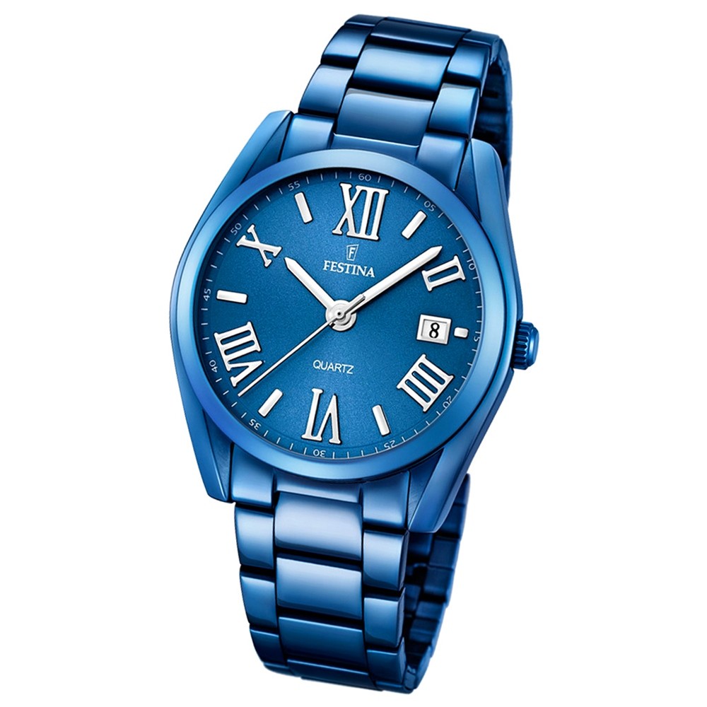 Festina Damen Herren-Armbanduhr Boyfriend analog Quarz edelstahl blau UF16864/3