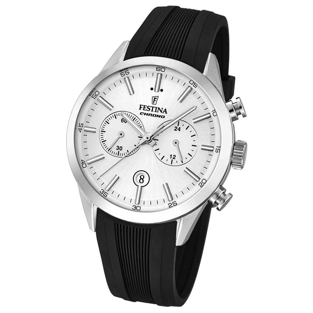 Festina Herren-Armbanduhr Timeless Khrono analog Quarz-Uhr PU schwarz UF16890/1