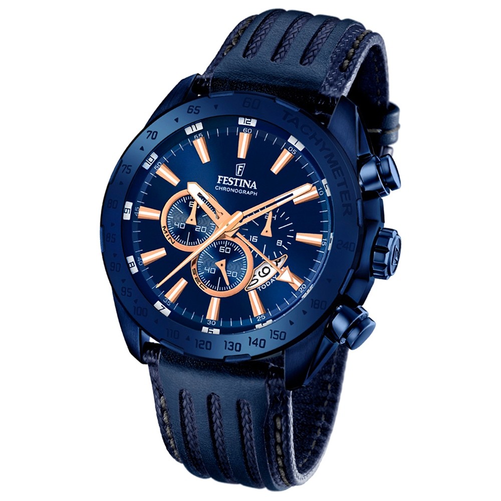 Festina Herren-Armbanduhr Special Edition Chronograph Quarz Leder blau UF16898/1