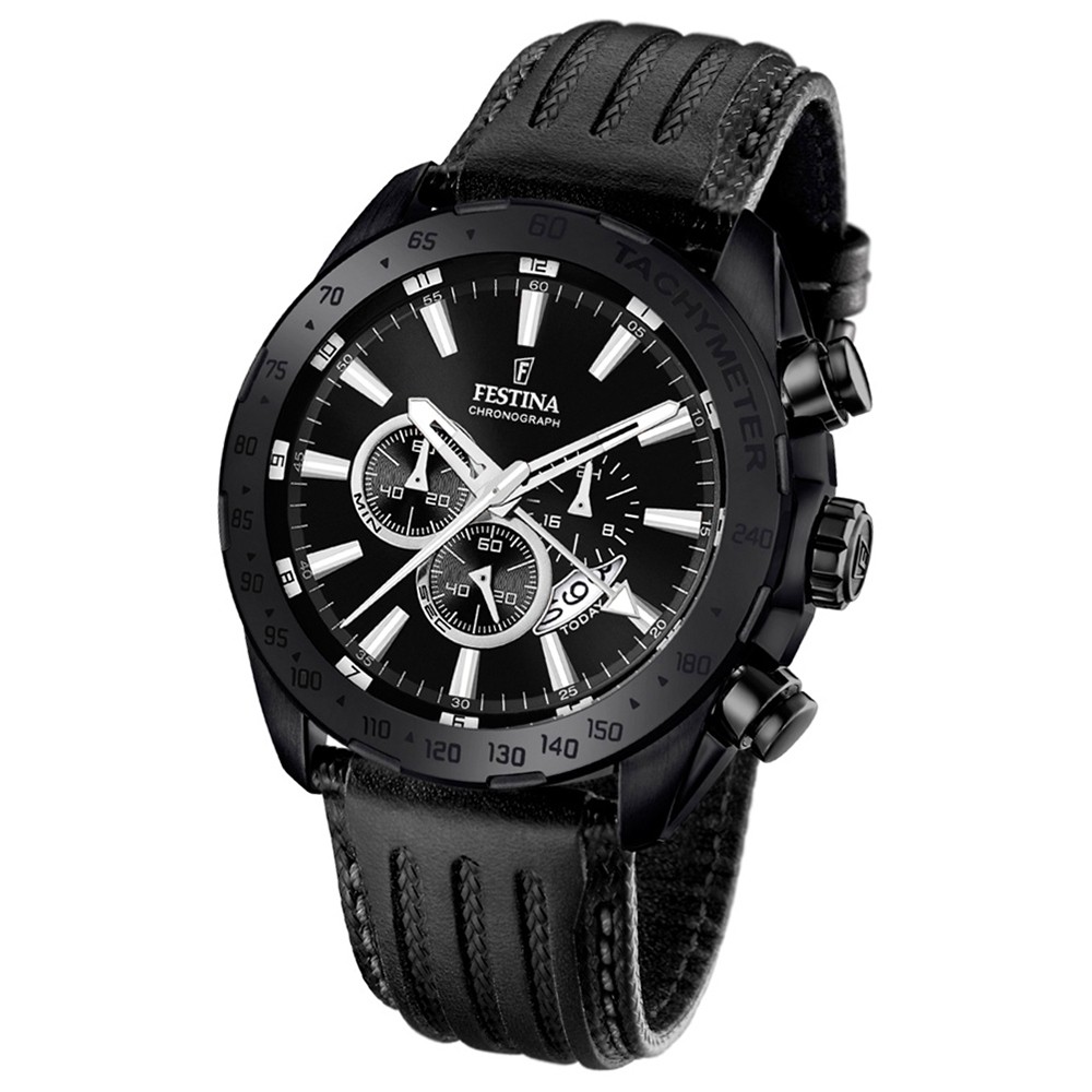 Festina Herren-Armbanduhr Prestige Chronograph Quarz Leder schwarz UF16901/1