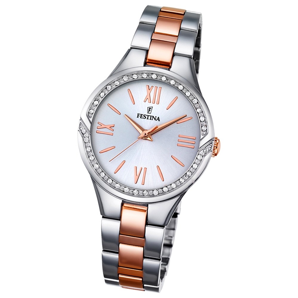 Festina Damen-Uhr Mademoiselle analog Quarz Edelstahl silber rosegold UF16917/1